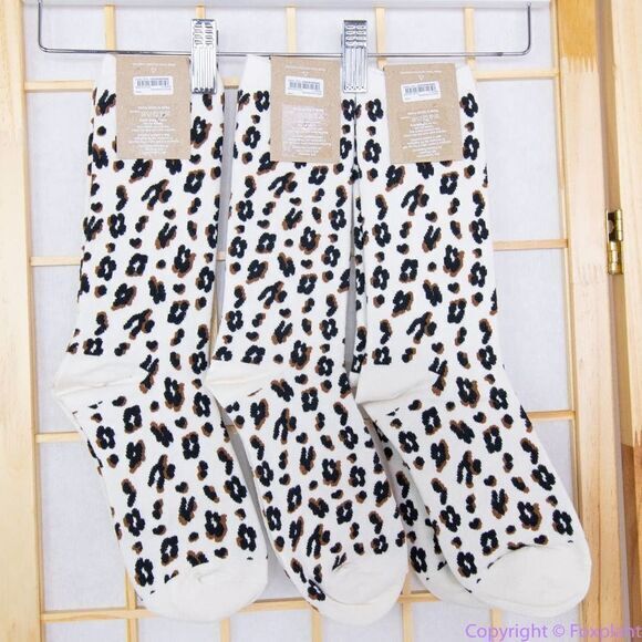 Three pairs: NEW Madewell Animal Trouser Socks antique cream one size fits all